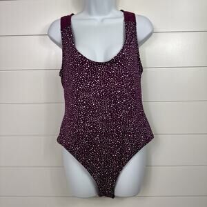 Nike Water Dots Keyhole Back One Piece Swimsuit Purple sz XL